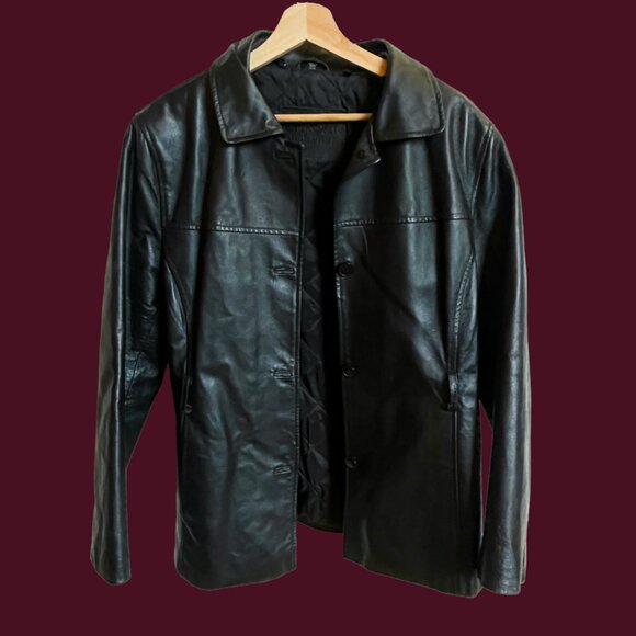 Cherokee Genuine Leather Jacket | Black Belted 90s Y2K - Picture 3 of 5